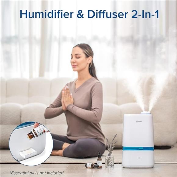 4L Humidifiers for Bedroom Large Room & Essential Oil Diffuser, Quiet Cool Mist - Picture 2 of 6